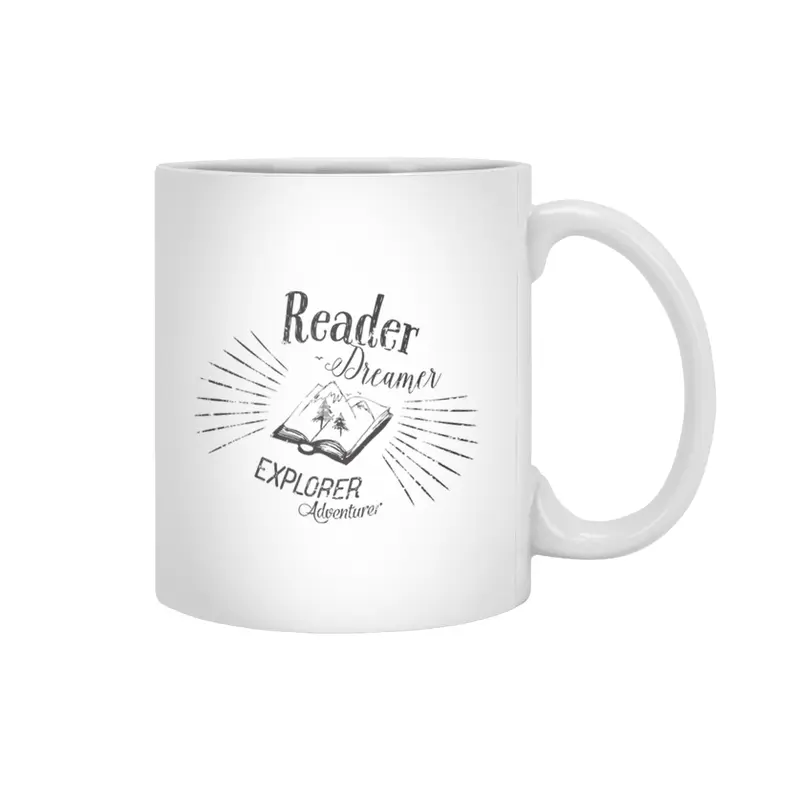 Reader Dreamer Explorer Adventurer Open Book Beyaz Kupa