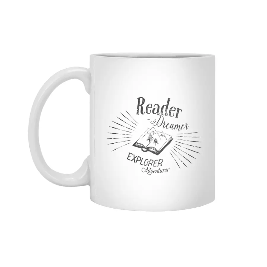 Reader Dreamer Explorer Adventurer Open Book Beyaz Kupa