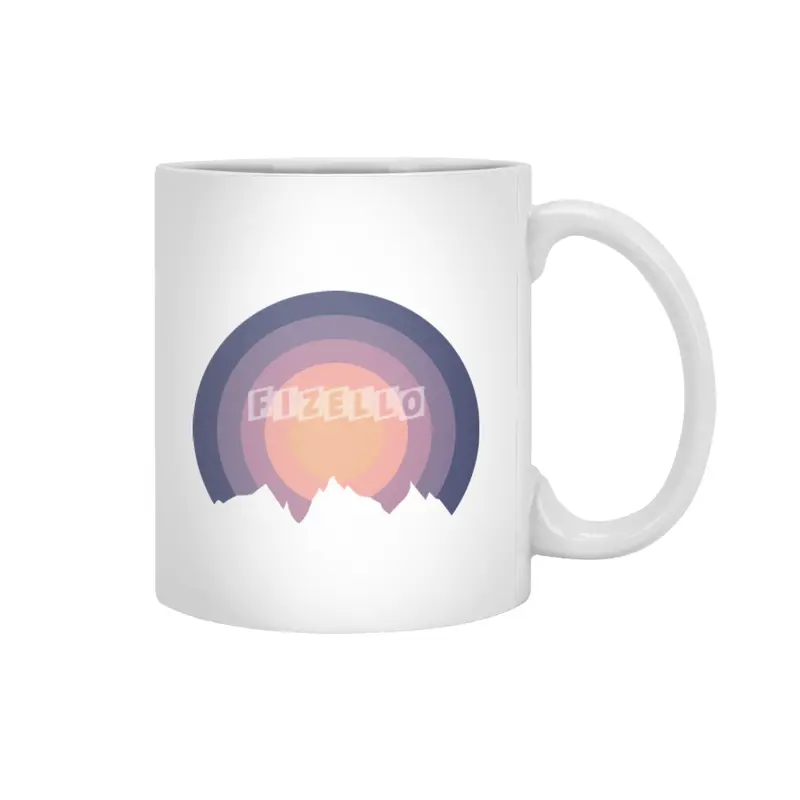 Pastel Mountain Silhouette Minimalism Sunset Outdoor Design Beyaz Kupa