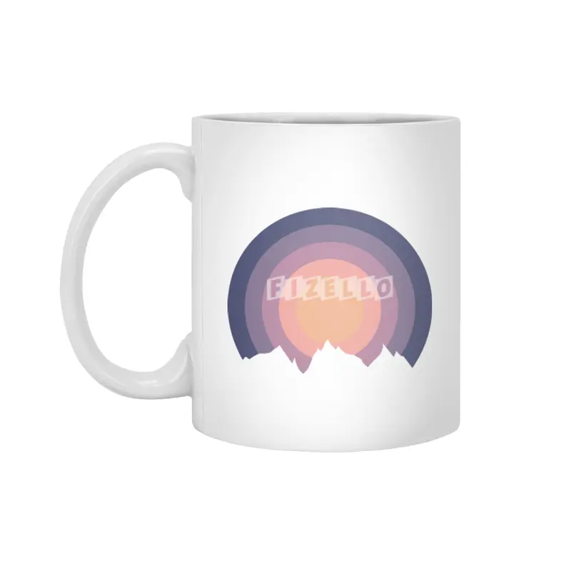 Pastel Mountain Silhouette Minimalism Sunset Outdoor Design Beyaz Kupa