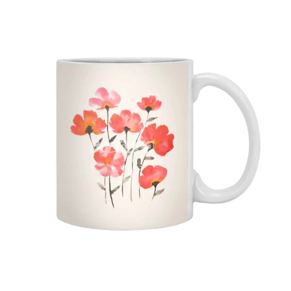 Poppy Flowers Beyaz Kupa
