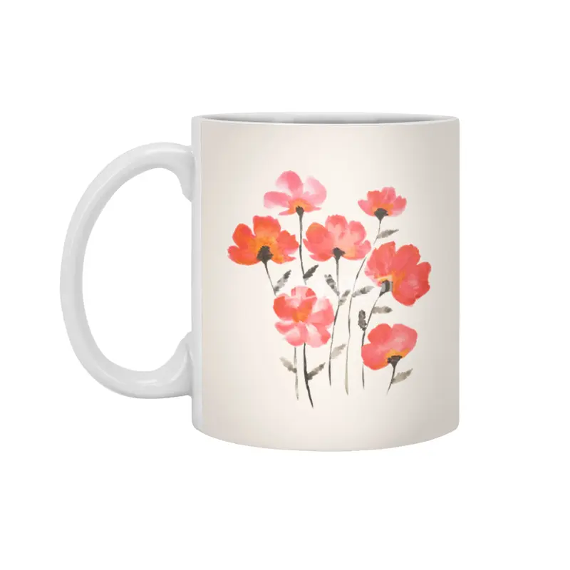 Poppy Flowers Beyaz Kupa