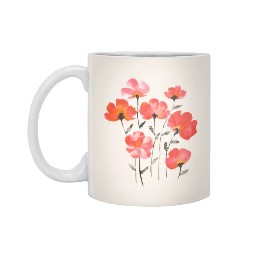 Poppy Flowers Beyaz Kupa