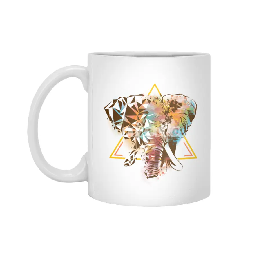 Geometric Elephant Beyaz Kupa