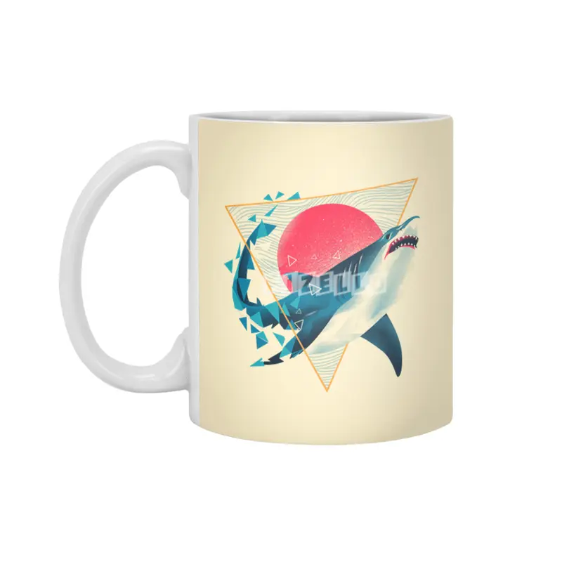 Geometric Shark Beyaz Kupa