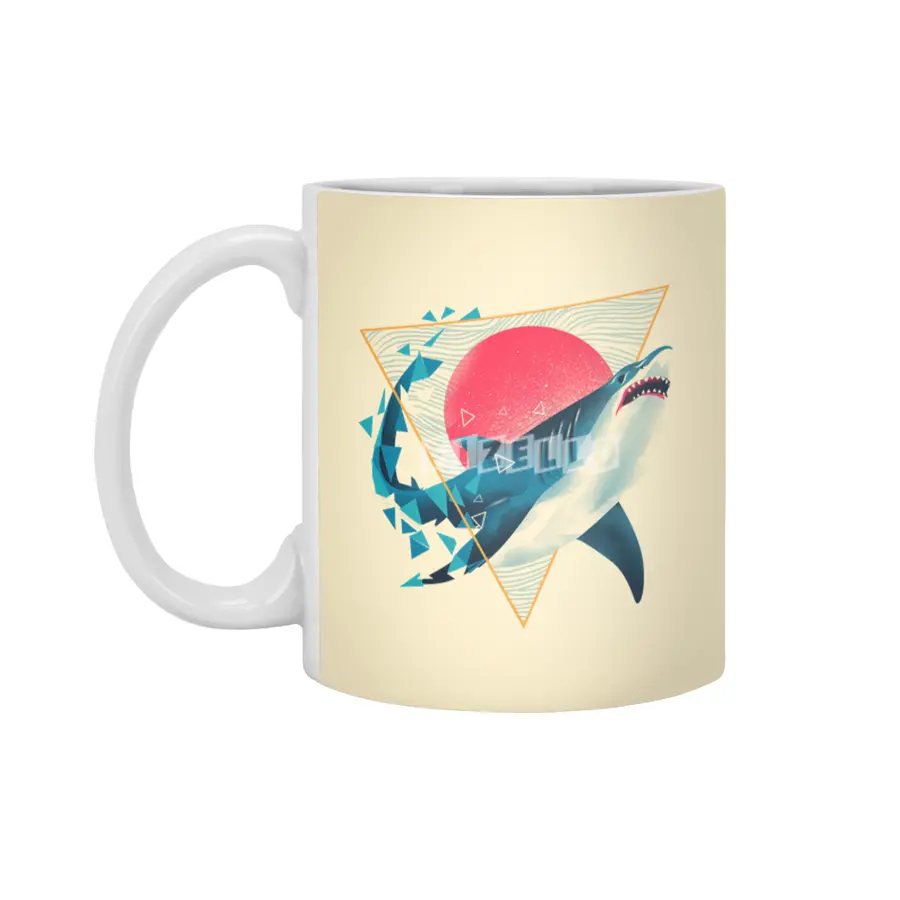 Geometric Shark Beyaz Kupa