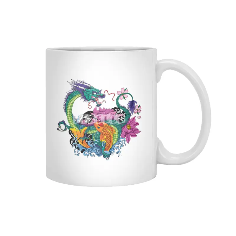 Water Dragon and Koi Beyaz Kupa