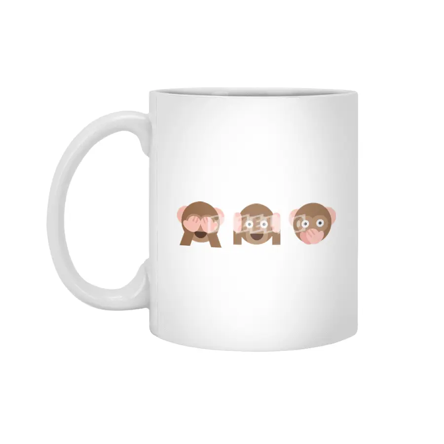 Three Wise Monkeys Beyaz Kupa