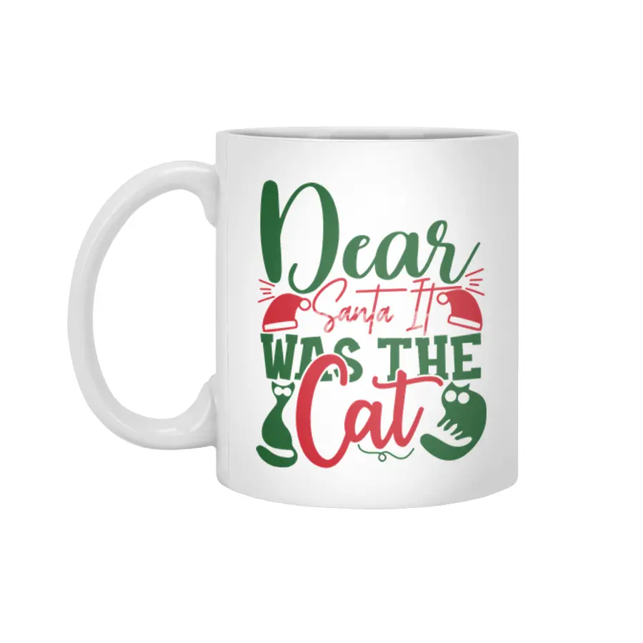 Beautiful Dear Santa It Was The Cat Beyaz Kupa