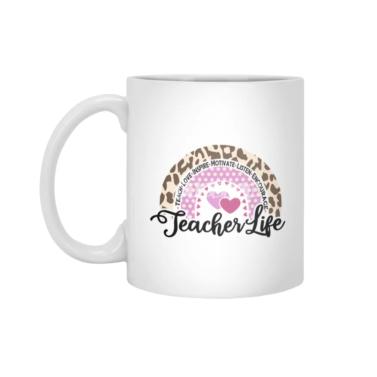 Leopard Rainbow Teacher Life | Cute Teacher Beyaz Kupa