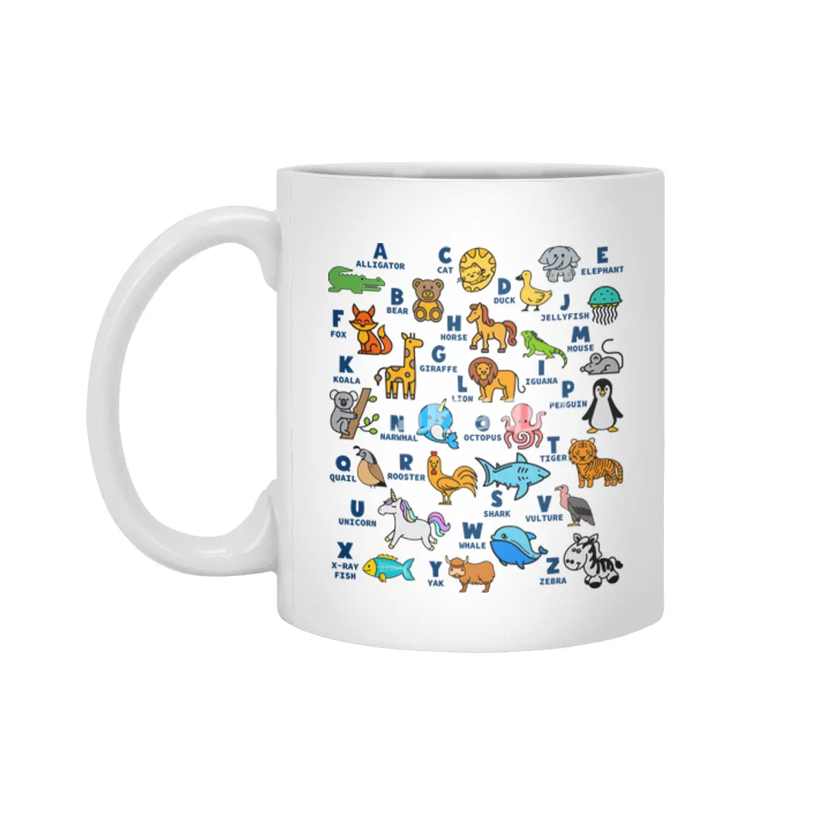 Alphabet Animal ABCs Learning Beyaz Kupa