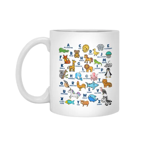 Alphabet Animal ABCs Learning Beyaz Kupa