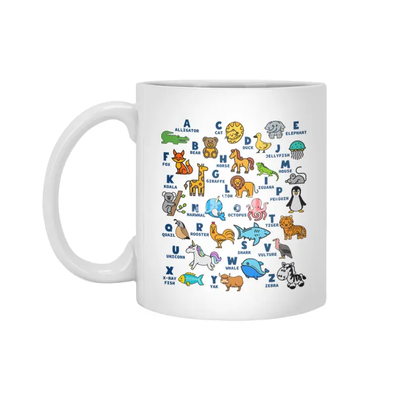 Alphabet Animal ABCs Learning Beyaz Kupa