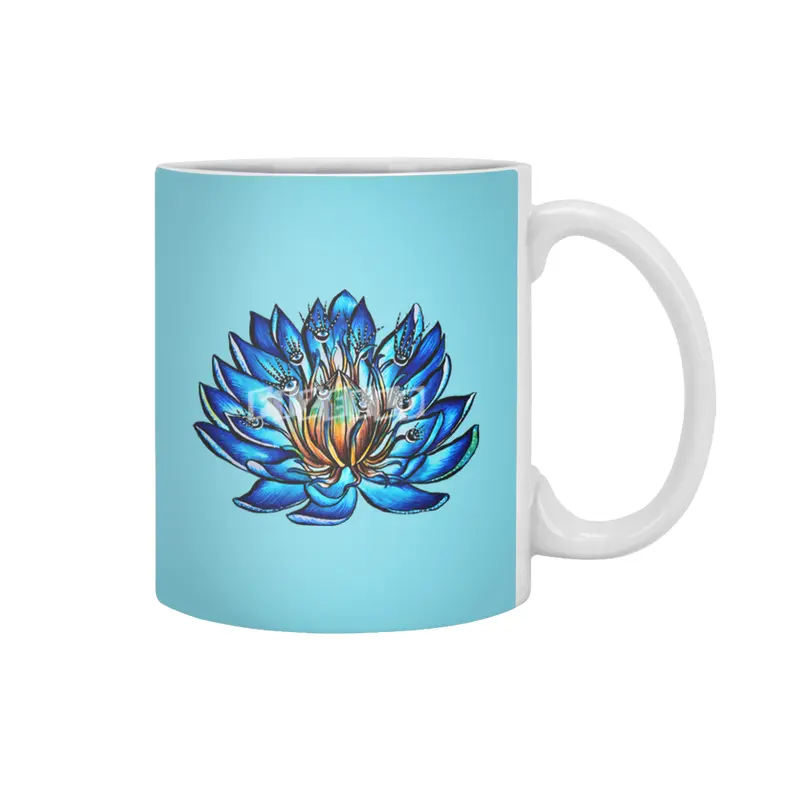 Blue Lily Flower Monster With Weird Eyes Beyaz Kupa