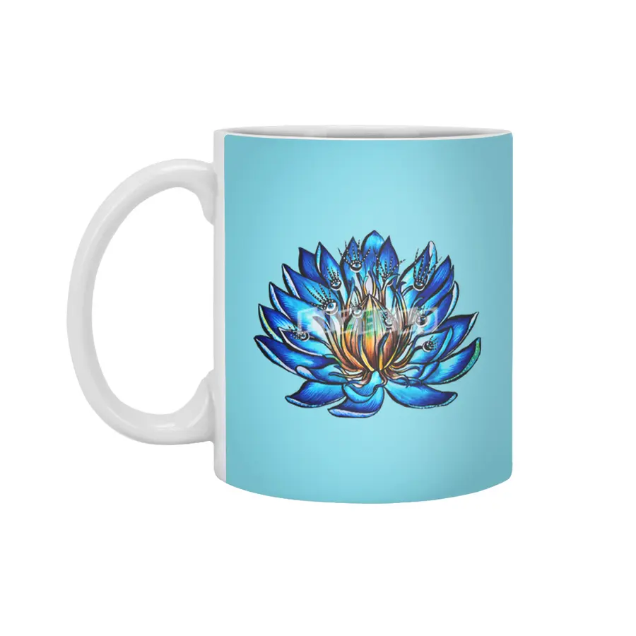 Blue Lily Flower Monster With Weird Eyes Beyaz Kupa
