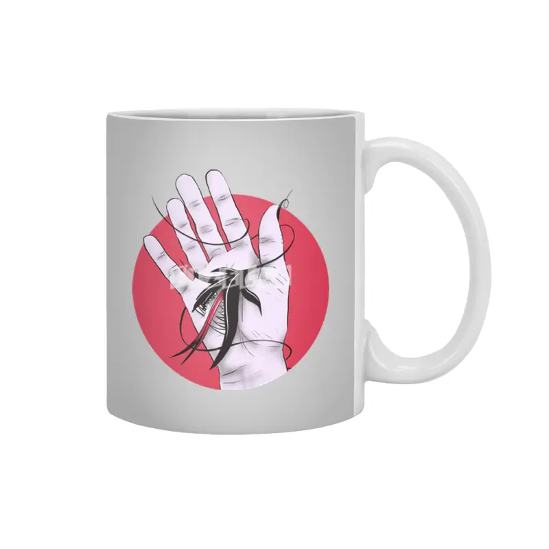 Creepy Gothic Hand Biting Flower Monster Weird Art Beyaz Kupa