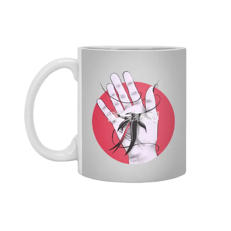 Creepy Gothic Hand Biting Flower Monster Weird Art Beyaz Kupa