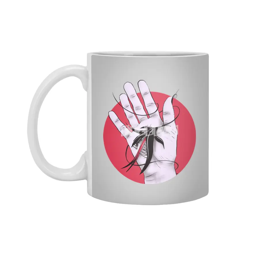 Creepy Gothic Hand Biting Flower Monster Weird Art Beyaz Kupa
