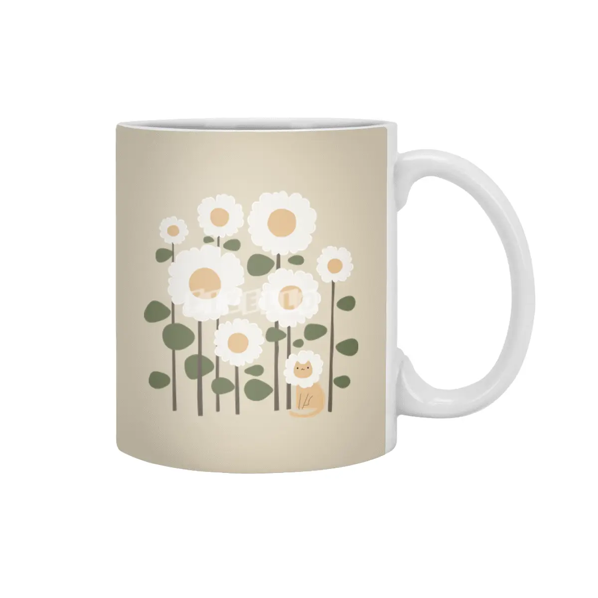 Cat and Plant 6: Flower cat Beyaz Kupa