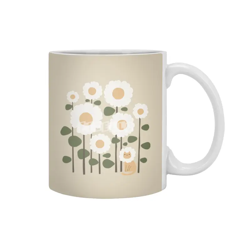 Cat and Plant 6: Flower cat Beyaz Kupa