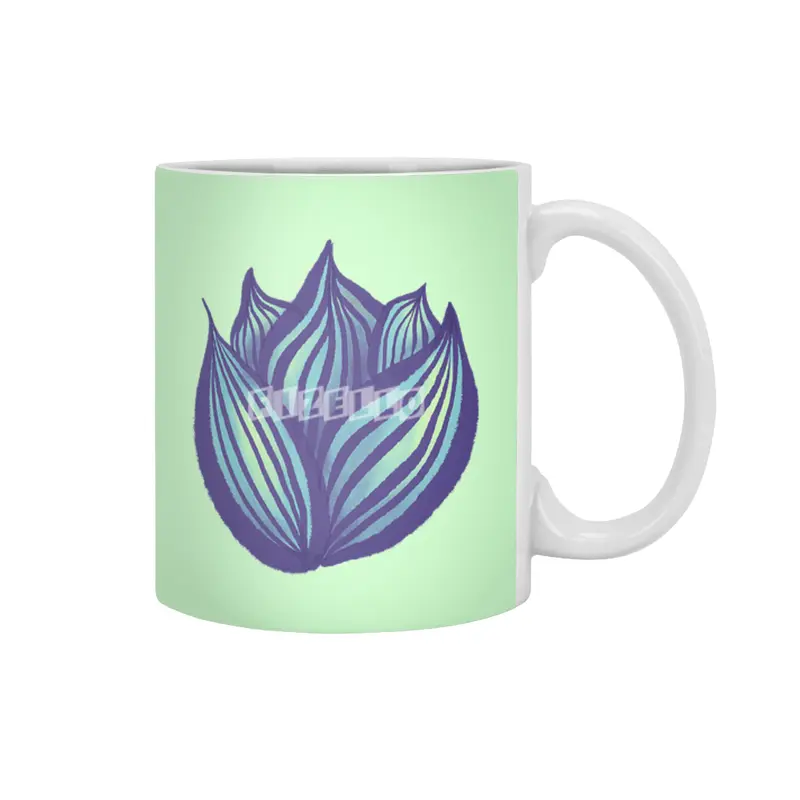 Abstract Flower Floral Decorative Art In Purple And Blue Beyaz Kupa