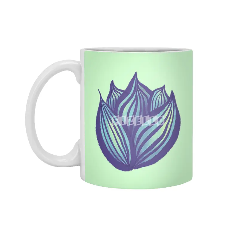 Abstract Flower Floral Decorative Art In Purple And Blue Beyaz Kupa