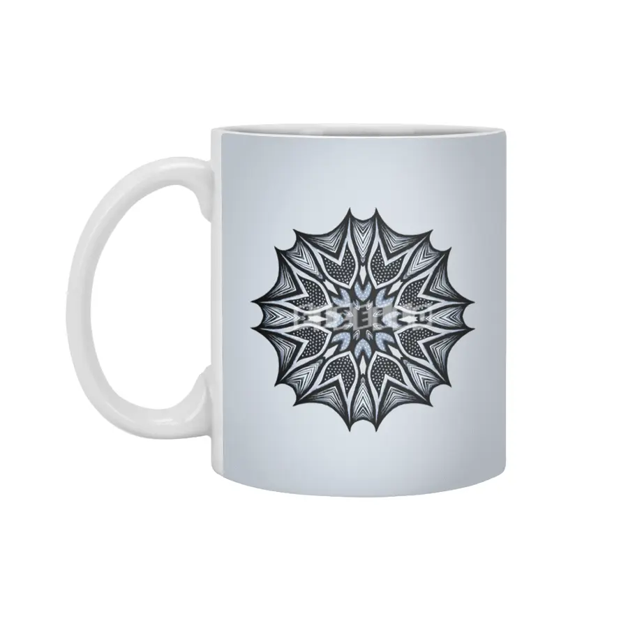 Abstract Flower Mandala With Sharp Petals Decorative Art Beyaz Kupa