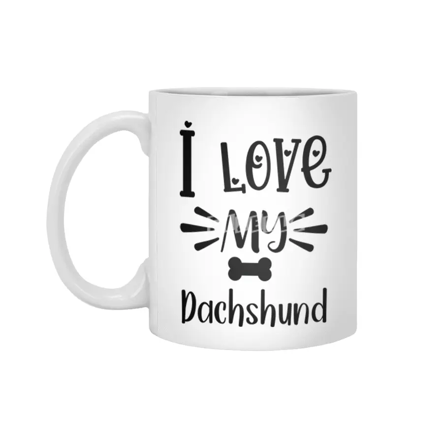I Love My Dachshund Quote Beyaz Kupa