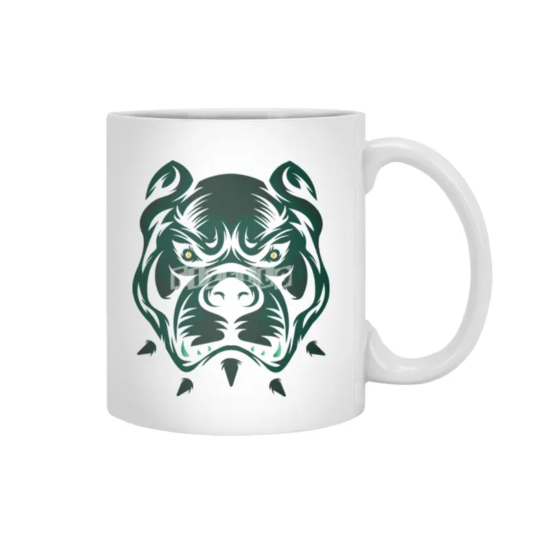 Abstract Bulldog Face Beyaz Kupa