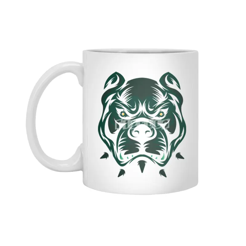Abstract Bulldog Face Beyaz Kupa
