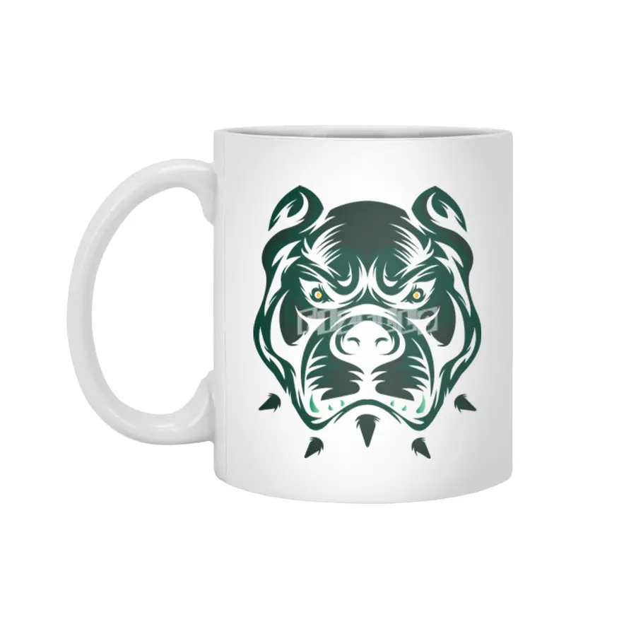 Abstract Bulldog Face Beyaz Kupa