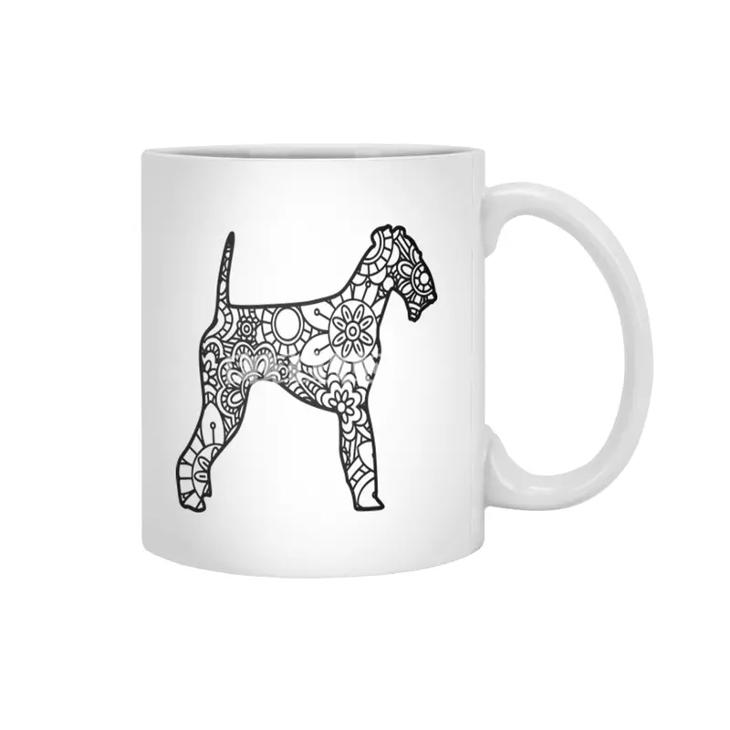 Airedale Terrier Mandala Zentangle Beyaz Kupa