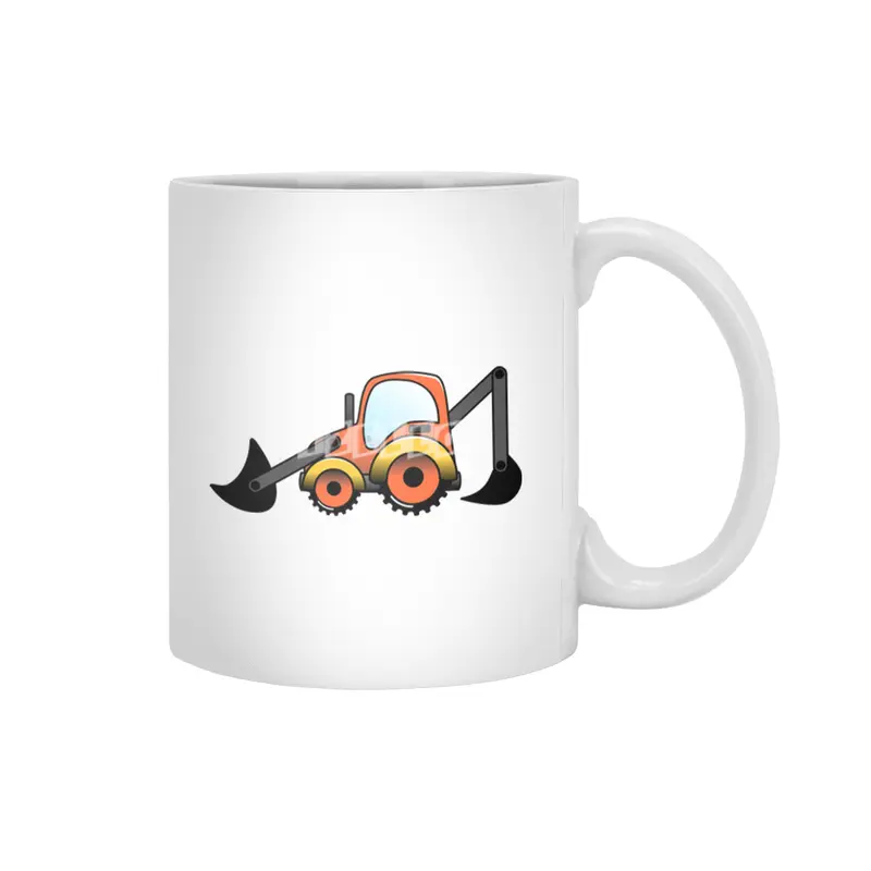 Digger Construction Vehicle Beyaz Kupa