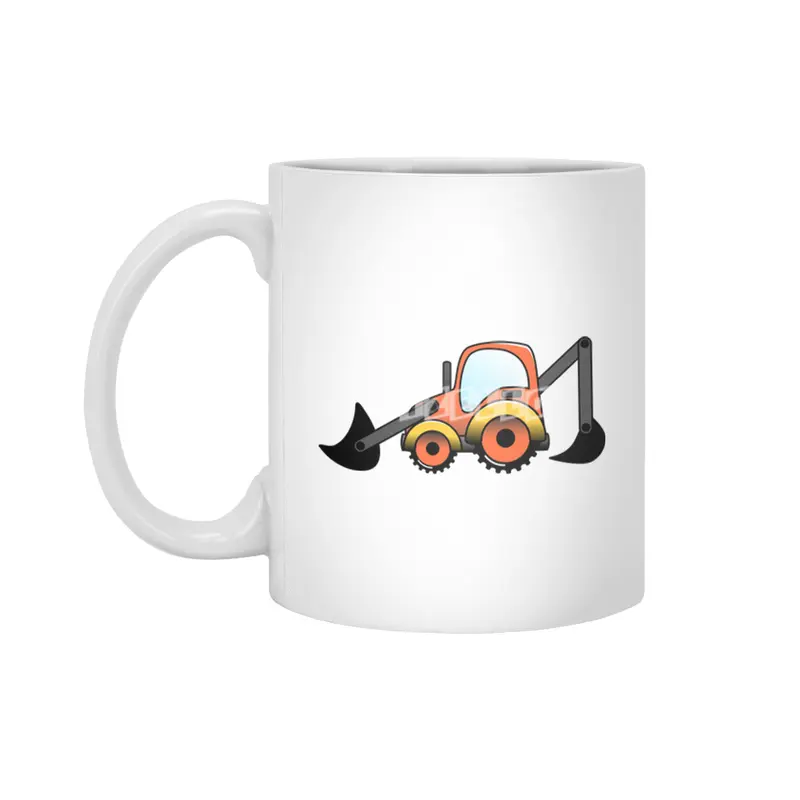 Digger Construction Vehicle Beyaz Kupa