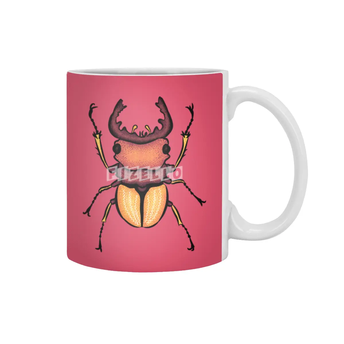 Colorful Stag Beetle Insect Art Beyaz Kupa