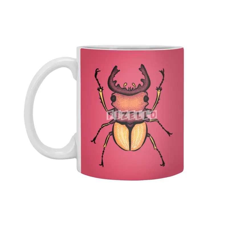 Colorful Stag Beetle Insect Art Beyaz Kupa