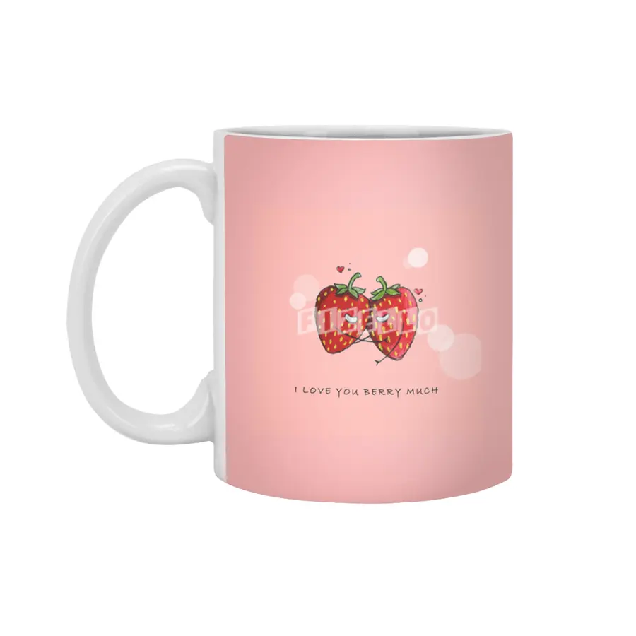 Cute Strawberry Couple with "I Love You Berry Much" Beyaz Kupa