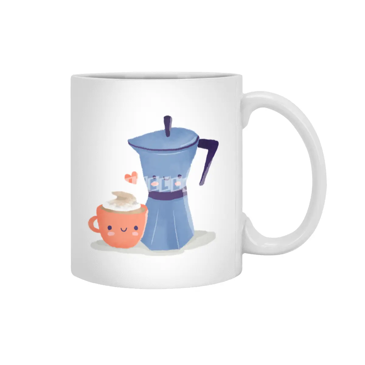 Cute coffee couple illustration Beyaz Kupa