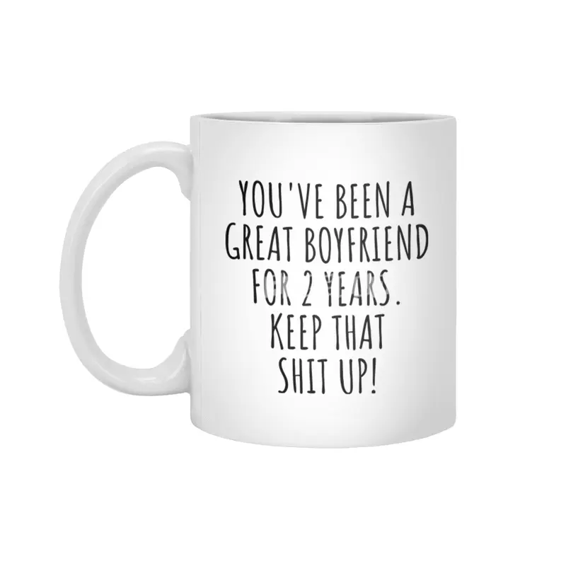 2 Years Anniversary Boyfriend Funny Gift for BF 2nd Dating Relationship Couple Together Beyaz Kupa