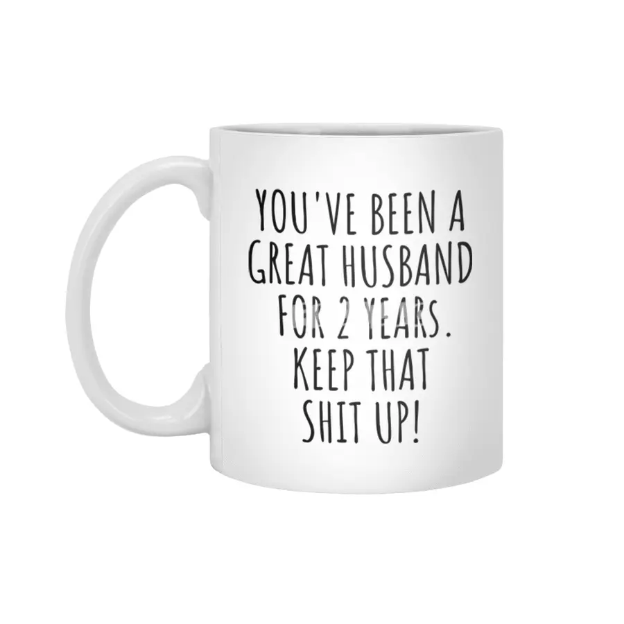 2 Years Anniversary Husband Funny Gift for 2nd Wedding Relationship Couple Marriage Beyaz Kupa