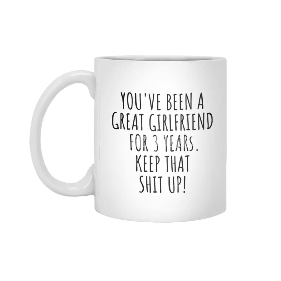 3 Years Anniversary Girlfriend Funny Gift for GF 3rd Dating Relationship Couple Together Beyaz Kupa
