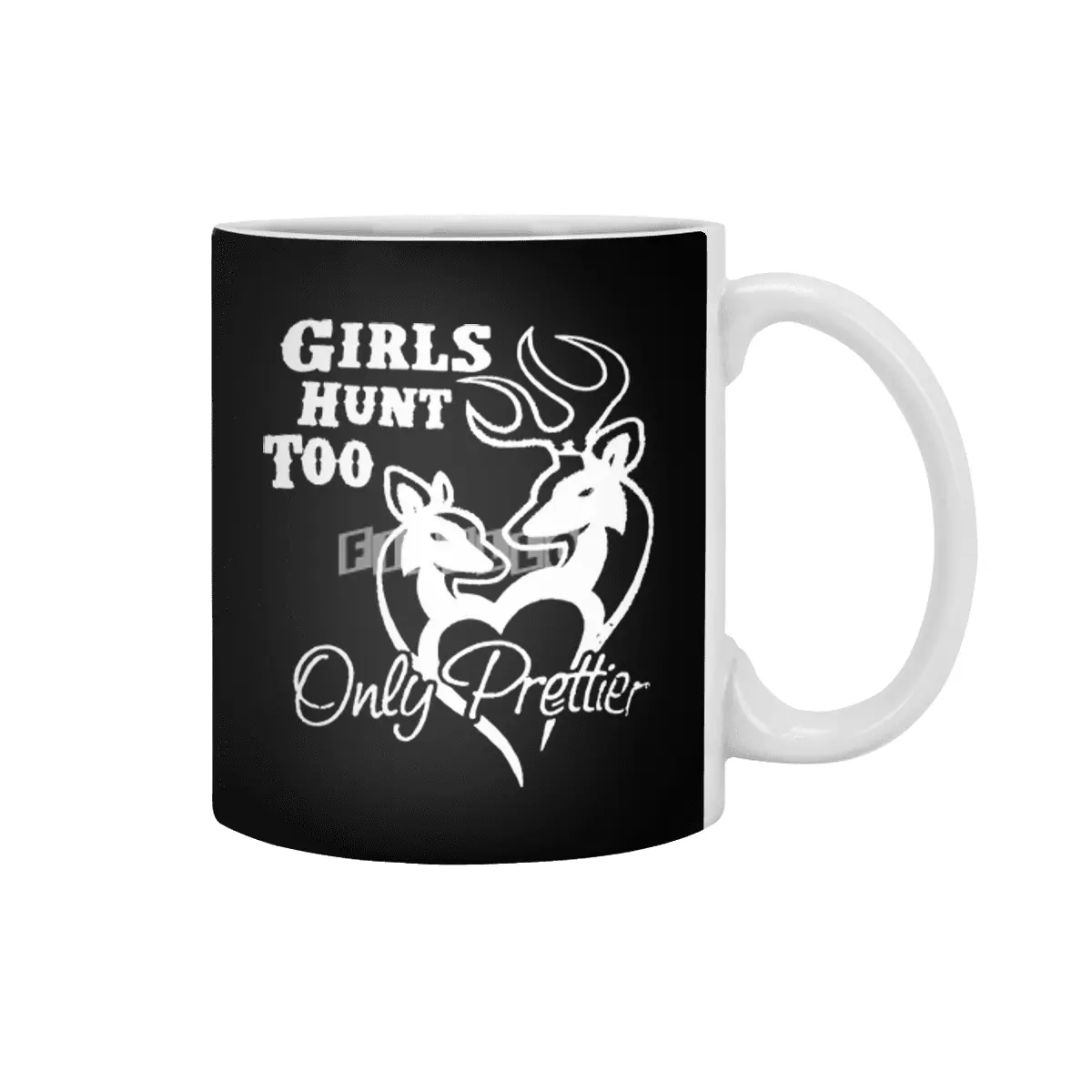 Womens Girl's Hunt Too New Brown Buck Doe Couple Fun For Southern Belle Hunt Beyaz Kupa