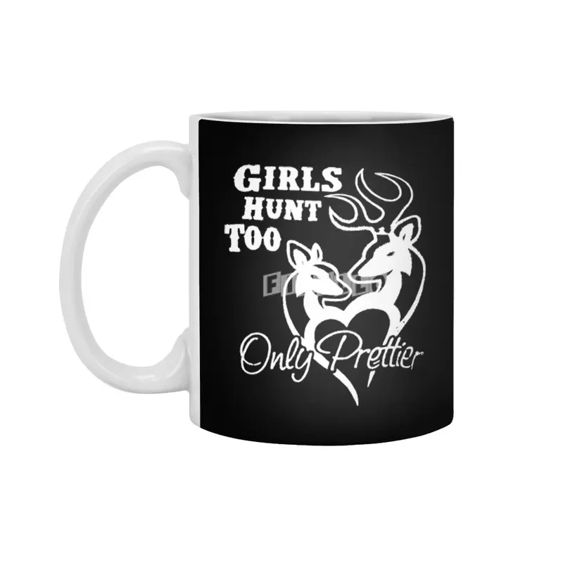 Womens Girl's Hunt Too New Brown Buck Doe Couple Fun For Southern Belle Hunt Beyaz Kupa