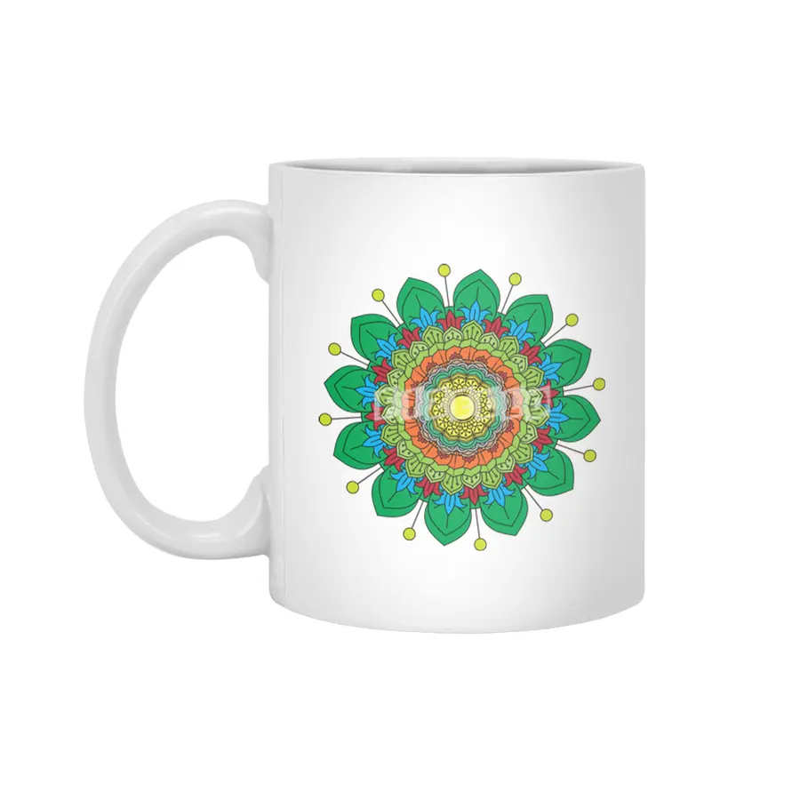 Beautiful ornate vintage vector colours mandala illustration for anti stress coloring books Beyaz Kupa