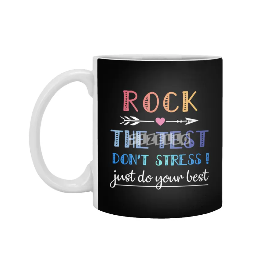rock the test the best dont stress just do your best rock Beyaz Kupa