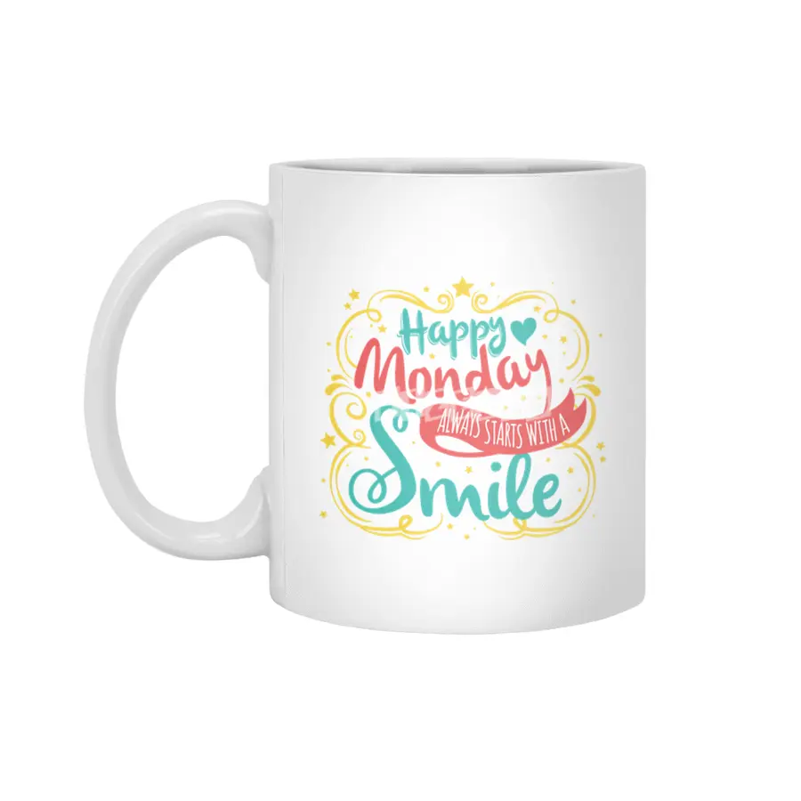 happy monday Beyaz Kupa