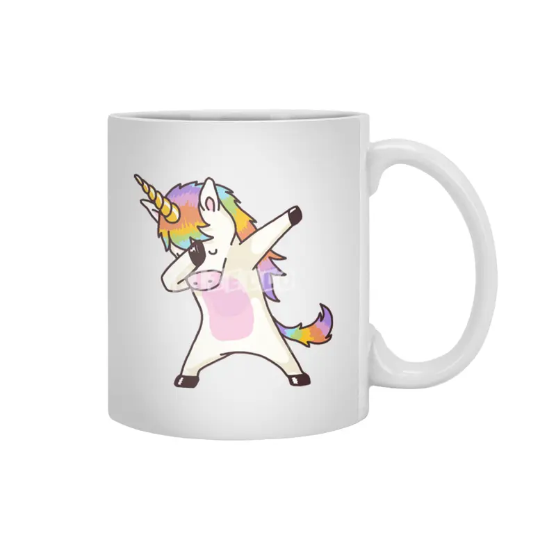 Dabbing Unicorn Shirt Dab Hip Hop Funny Magic Beyaz Kupa