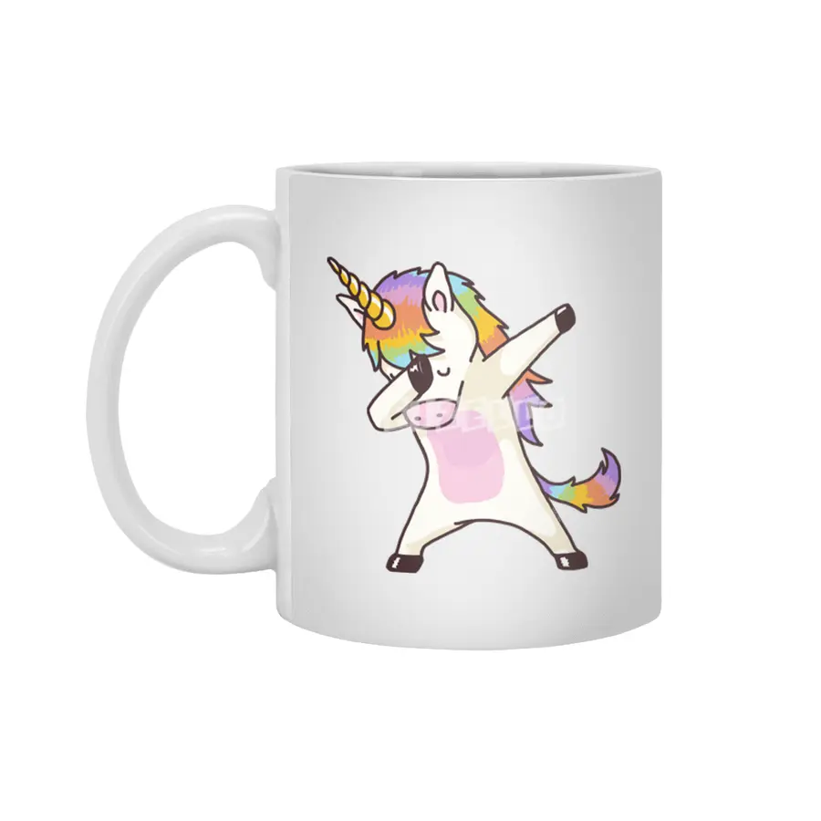 Dabbing Unicorn Shirt Dab Hip Hop Funny Magic Beyaz Kupa