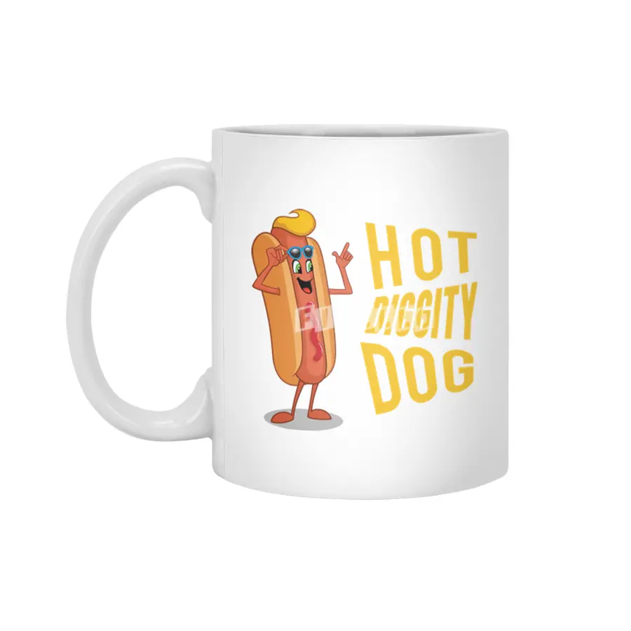 Hot Diggity Dog Yellow Beyaz Kupa