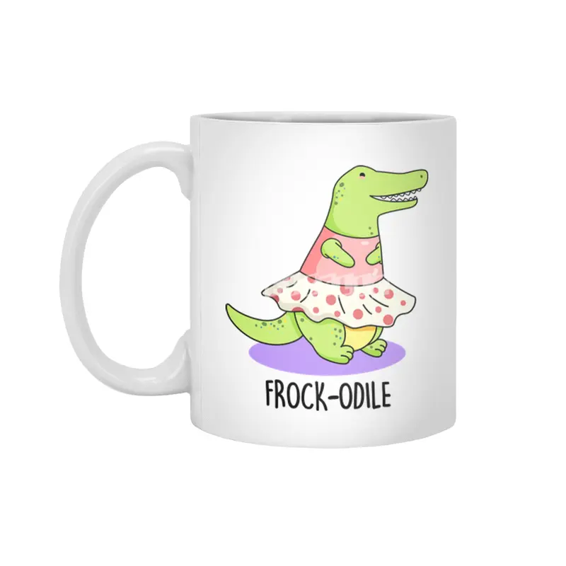 'Frock-odile Cute Crocodile Pun Beyaz Kupa